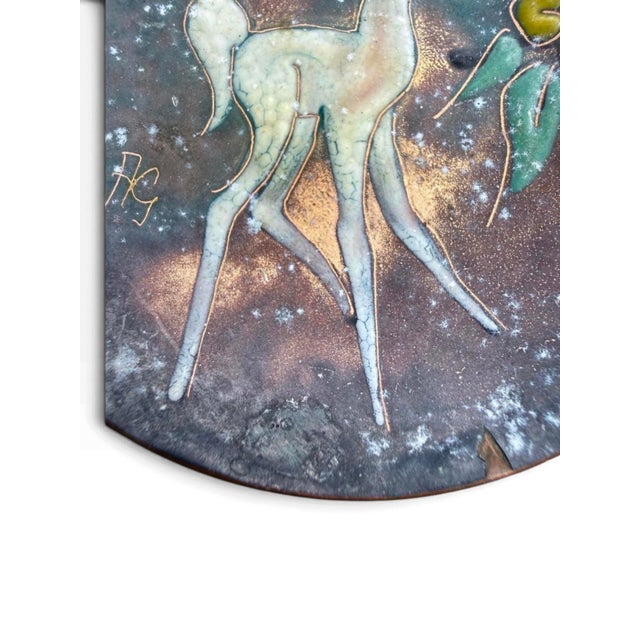 Metal Dutch Mid-Century Enamel on Copper Fawn Dish, Sagitta Workshop Style, Signed Hg, C. 1955–1970 For Sale - Image 7 of 11