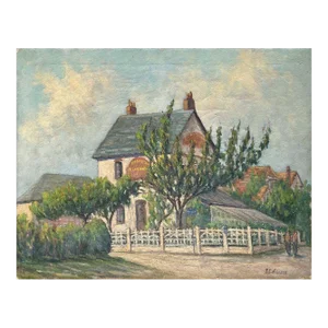1930s Fernand Delaune House in the Suburbs Oil on Canvas