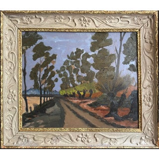 Tree-Lined Country Road, 1920s-1940s, Oil Painting, Framed For Sale