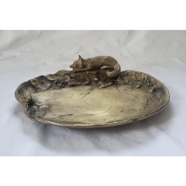 Metal Art Nouveau Gilt Bronze Fox Catchall Tray by Albert Marionnet, 1890s For Sale - Image 7 of 7