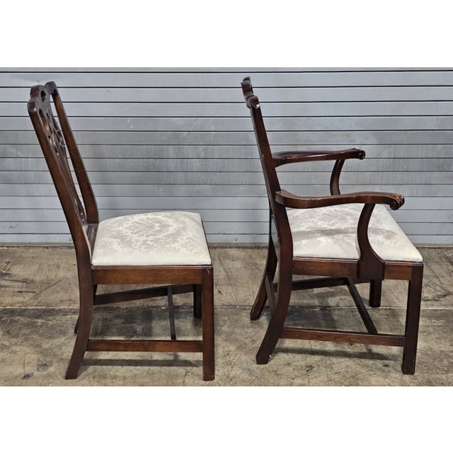 Set of 6 Late 20th Century Statton Chippendale Solid Cherry Dining Chairs Old Towne Maryland Made For Sale - Image 10 of 14