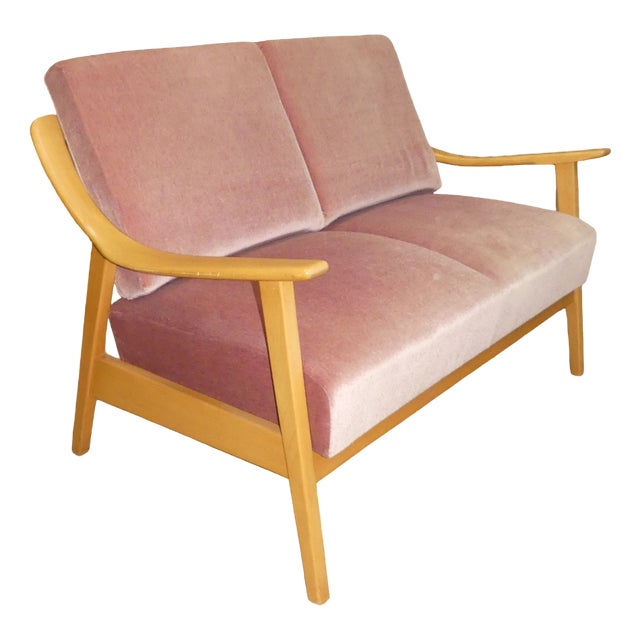 Mid-Century Modernist 2-Seater Sofa in Light Wood, 1960s For Sale