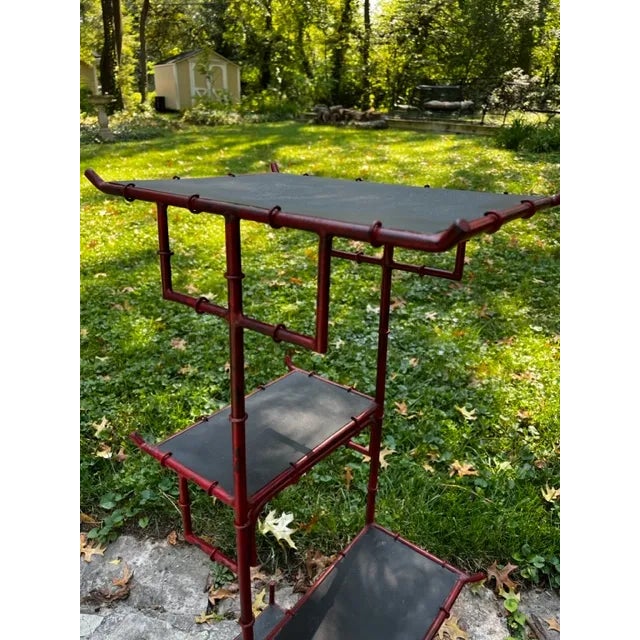 Late 20th Century Late 20th Century Chinoiserie Red Plant Stand For Sale - Image 5 of 11