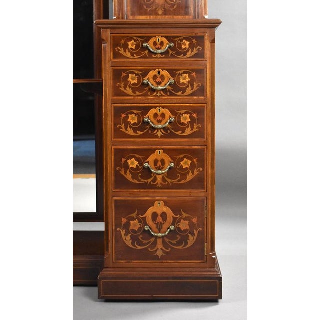 Victorian Marquetry Inlaid Dressing Table from Edwards & Roberts, 1885 For Sale - Image 10 of 14