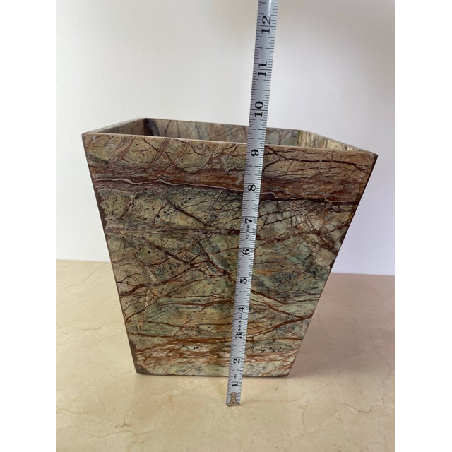 Late 20th Century Post Modern Rainforest Marble Tapered Waste Basket For Sale - Image 9 of 10