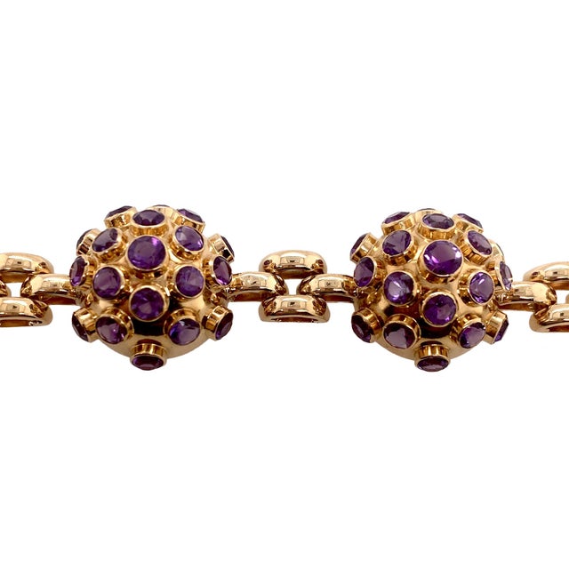 H Stern Style Vintage 18k Gold & Amethyst Sputnik Bracelet For Sale - Image 4 of 5