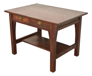 Gustav Stickley Mission Oak Arts & Crafts Writing Desk or Library Table, Circa 1910