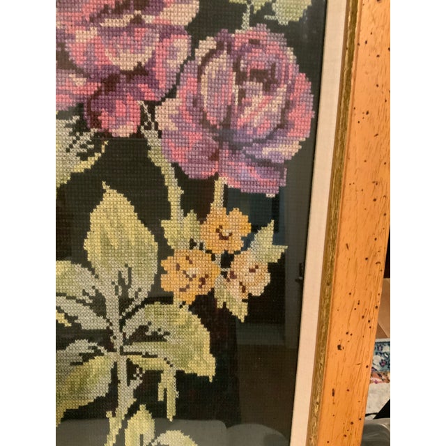 Purple Rose Needlepoint For Sale - Image 4 of 4