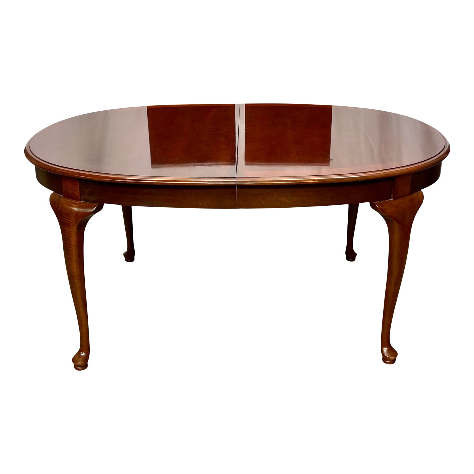 Vintage Solid Cherry Stanley Queen Anne Style Oval Extension Dining