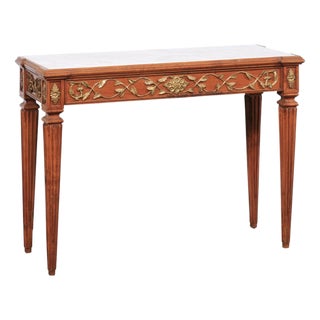Antique Italian Console Table W/ Honed Marble Top For Sale