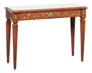Antique Italian Console Table W/ Honed Marble Top