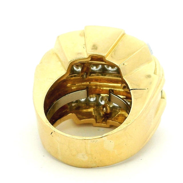 1980s Vintage David Webb 18k Gold & Platinum Diamond Band Ring, Size 8 For Sale - Image 5 of 14