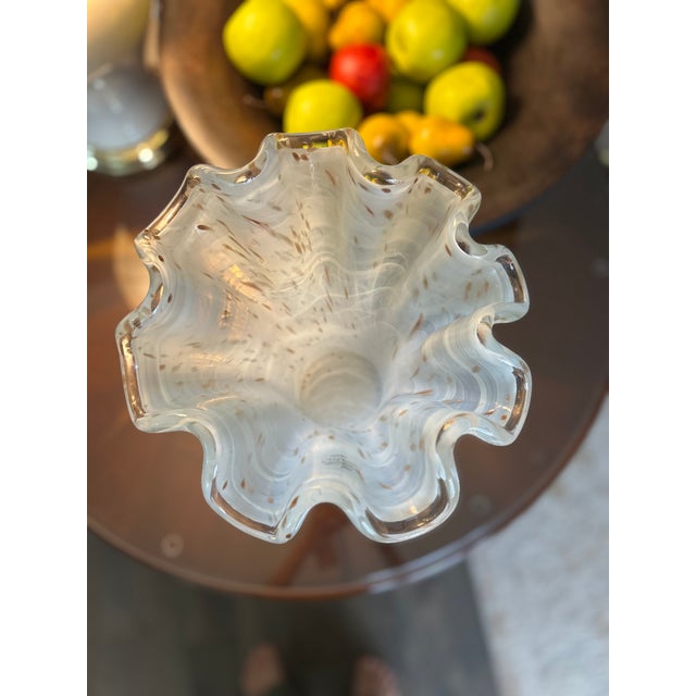 Murano Glass Handkerchief Vase Mid 20th Century 17” Delicate Swirls and Gold Flecks Embedded For Sale In Charlotte - Image 6 of 10