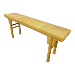 C.1970s Asian Style Linen Wrapped Console Table
