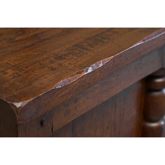 Vintage Medieval Revival Accent Chair in Oak, 1950s For Sale - Image 9 of 14
