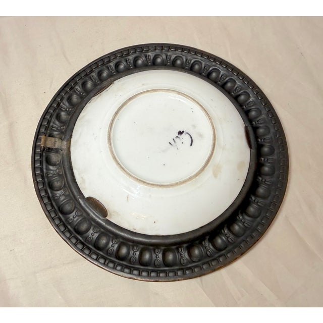 Antique 1800s Painted Porcelain Bronze Portrait Lady Decorator Collectible Plate For Sale - Image 10 of 12