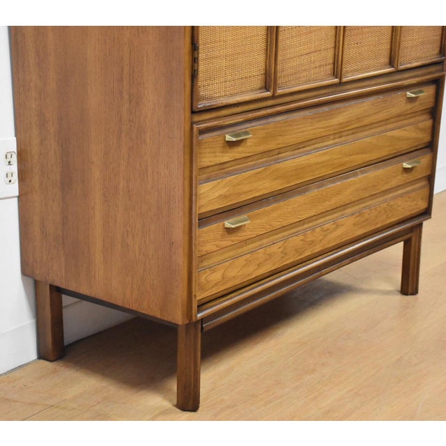 MidCentury Cane Door Armoire Chairish