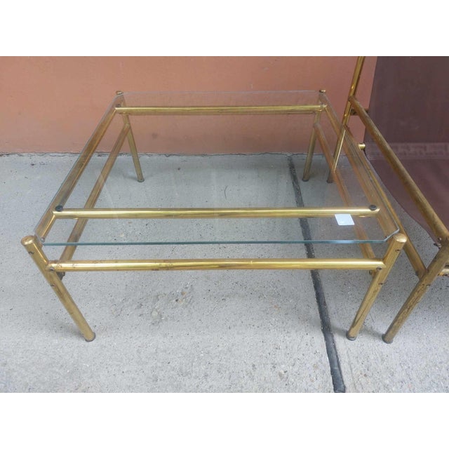 Vintage Italian Brass Dining Chairs and Table 1970s, Set of 3 For Sale - Image 4 of 5