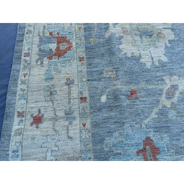 2000 - 2009 Hand-Knotted 9x12 Oushak Design Wool Area Rug For Sale - Image 5 of 8