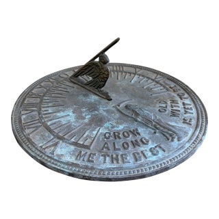 Vintage English Country Iron Garden Sundial "Grow Old Along With Me" For Sale