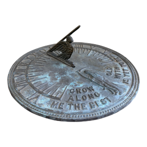 Vintage English Country Iron Garden Sundial "Grow Old Along With Me"