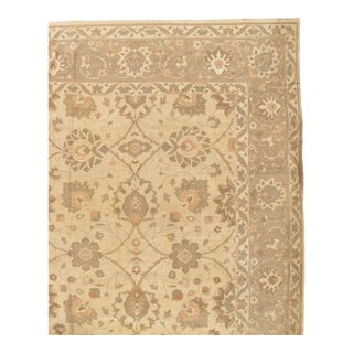 Vintage Persian Sultanabad Carpet, Handmade Rug, Ivory ground, Soft Grey border For Sale