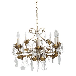 9 Light Glass Vintage Birdcage Italian Chandelier For Sale