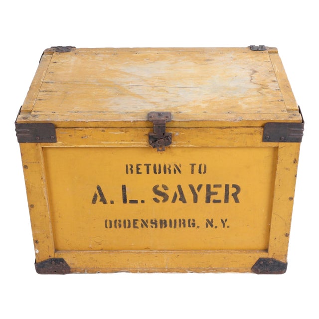 Vintage A. L. Sayer Yellow Wood Bakery Box For Sale