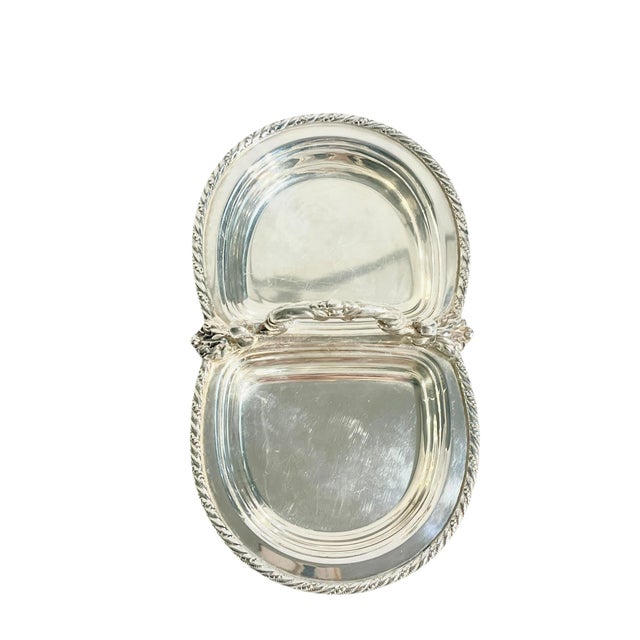 Vintage Hollywood Regency Shell Form 2 Section Caviar Serving Dish For Sale - Image 9 of 15