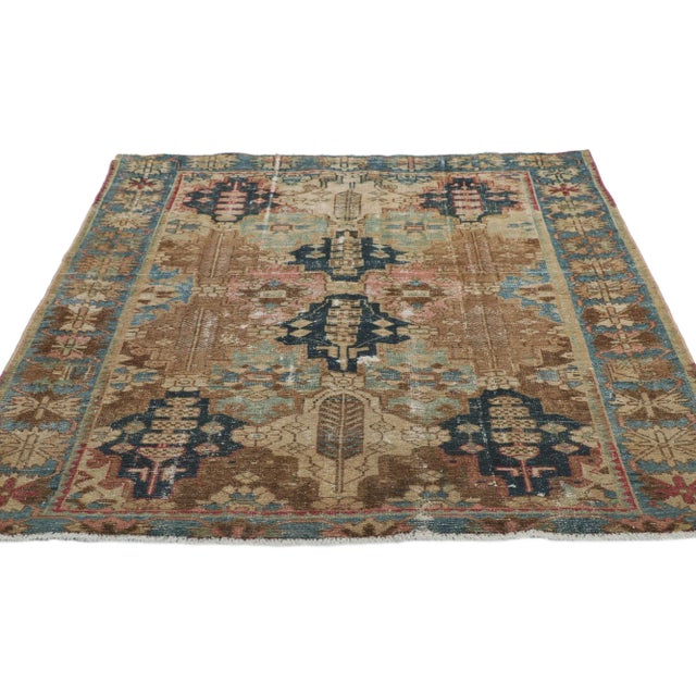 Rustic Antique Persian Bakhtiari Rug - 04'03 X 05'09 For Sale - Image 3 of 9