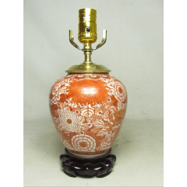 1950s Japanese Kutani Porcelain Ginger Jar Lamp For Sale - Image 12 of 15