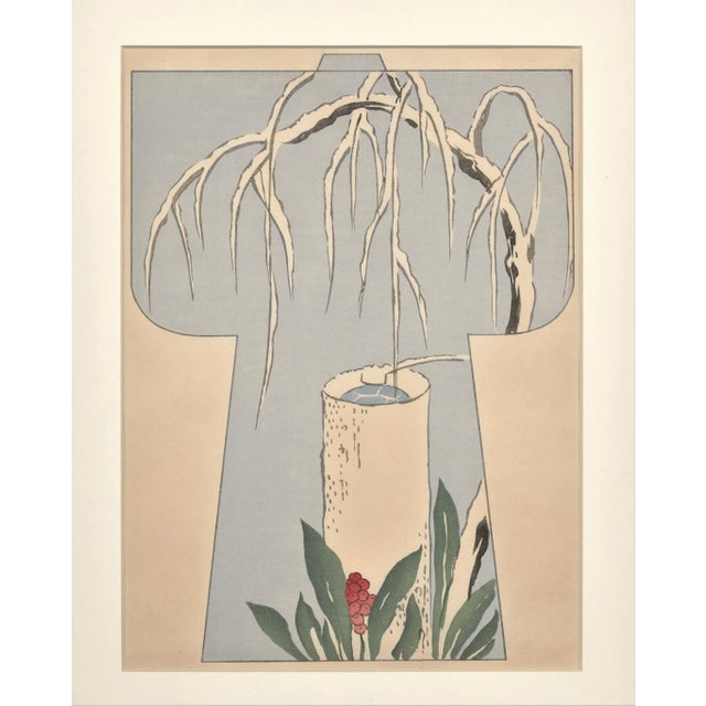 This is an original 1927 Japanese kimono woodblock design that dates to the early Showa Era (1926-1989). It is an...