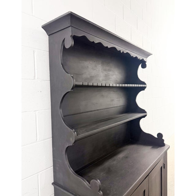 Charcoal Antique Hutch 19th Century Country Farmhouse Primitive Dresser For Sale - Image 8 of 16