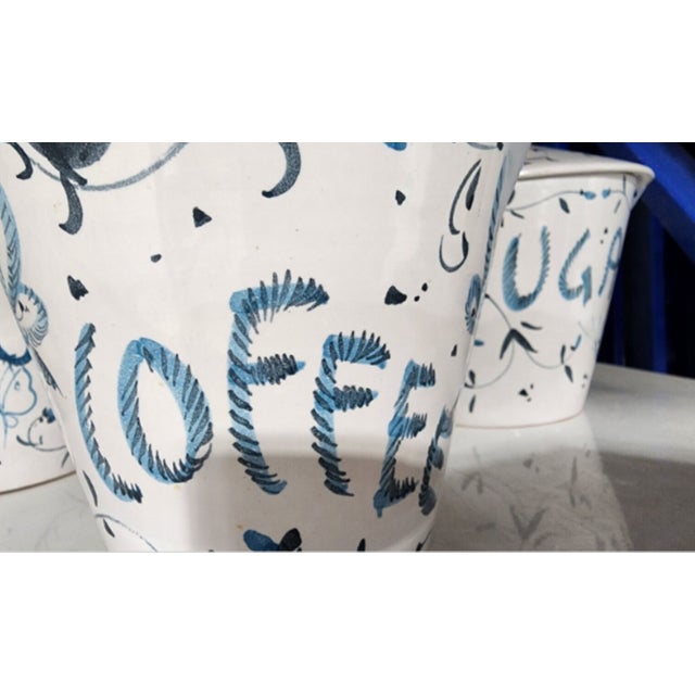 Hand Painted, Signed and Numbered Limited-Edition Italian Pottery Canister Set For Sale - Image 4 of 6