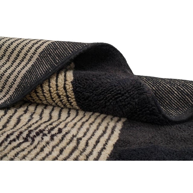 Contemporary Bold X-Design Hand-Knotted Moroccan Wool Rug | 13'5" X 10'0" | One of a Kind For Sale - Image 3 of 9