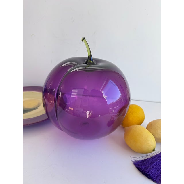 Eggplant Hand Blown Oversized Glass Plum For Sale - Image 8 of 8