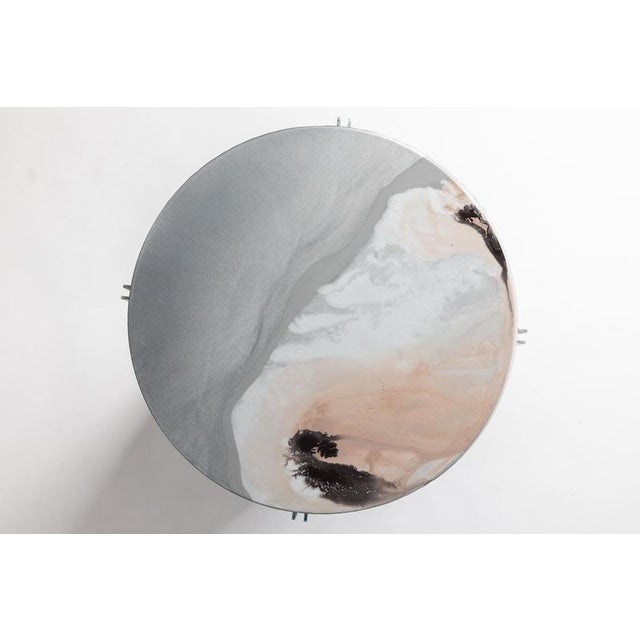 Gray H1 Hand Decorated Metal & Aluminium Side Table by Studio Nyx For Sale - Image 8 of 18
