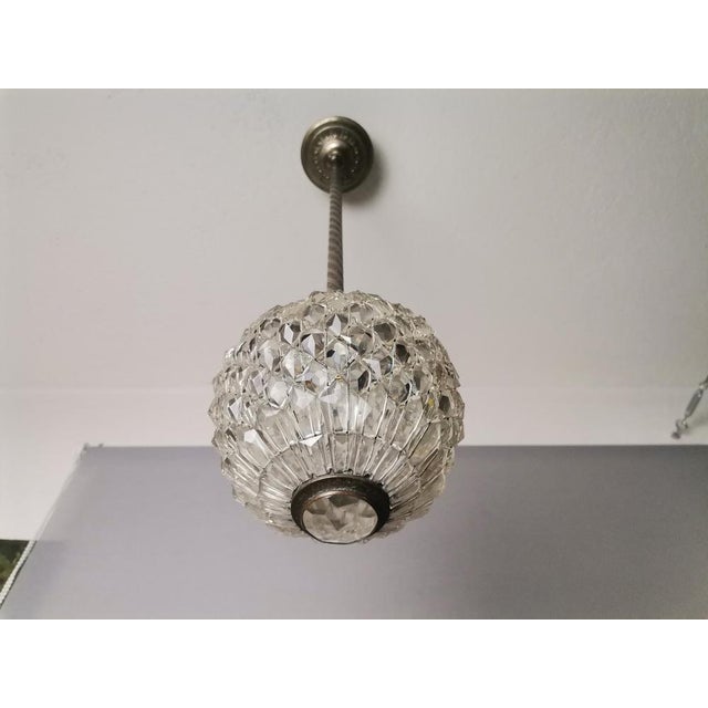 Mid-Century Portuguese Clear Crystal and Acrylic Hanging Lamp, 1960s For Sale - Image 4 of 14