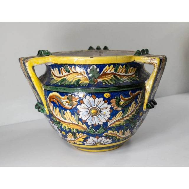 Mid 20th Century Mid-Century Italian Faience Majolica Pottery Jardiniere Planter For Sale - Image 5 of 18