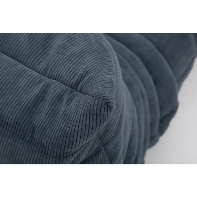 Authentic Restored Togo Fireside Chair and Ottoman in Graphite Grey Corduroy - Vintage Ligne Roset For Sale - Image 13 of 17