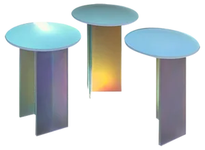 Isola Dichroic Satin Glass L, H and T Side Tables by Brajak Vitberg, Set of 3