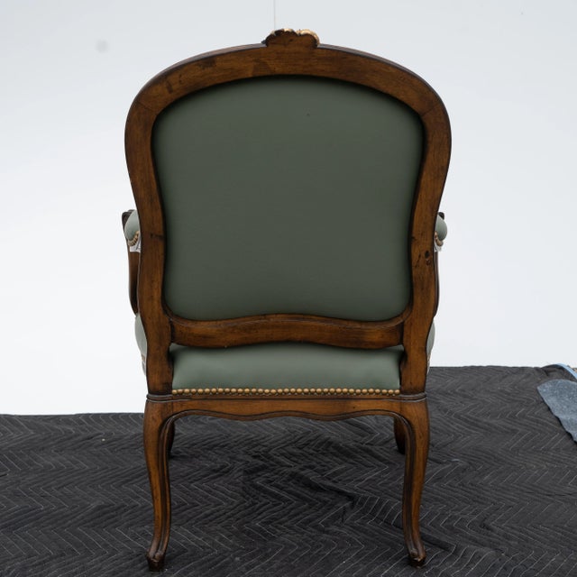 Late 20th Century Pair of Custom Built Louis XVI Bergere Armchairs For Sale - Image 4 of 6