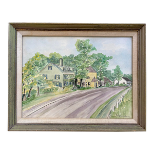 Post-Impressionist Watercolor Painting by L. E. Robertson, Framed