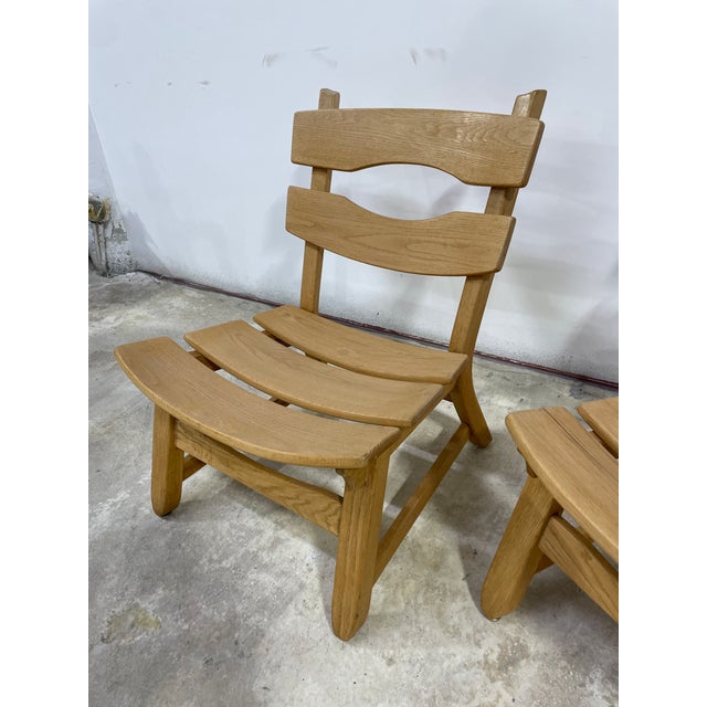 Brown Pair of Dittmann & Co Brutalist Fireplace Oak Danish Modern Chairs For Sale - Image 8 of 10