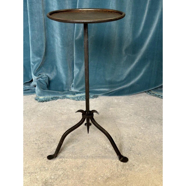 Handcrafted Spanish Iron Martini Table With Antique Gilt Top and Forged Tripod Base For Sale - Image 9 of 12