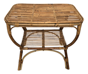Italian Bamboo Rattan Side Table by Tito Agnoli, 1960s