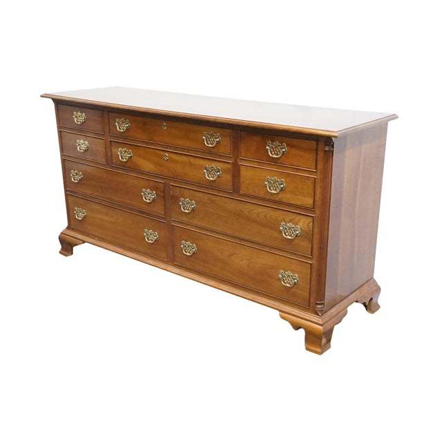 STICKLEY FURNITURE Solid Cherry Early American Traditional Style 70" Triple Dresser 3577 36" High 70" Wide 20.75" Deep We...