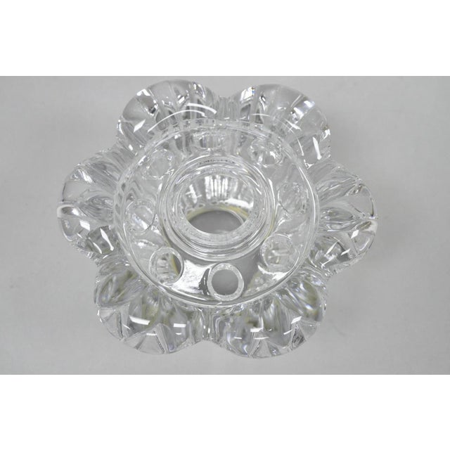 Mid-Century Modern Vintage French Mid Century Modern Crystal Glass Flower Frog Flower Holder Vase For Sale - Image 3 of 11