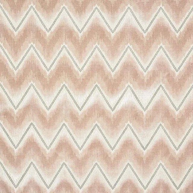 Schumacher Chevron Velvet Fabric in Blush For Sale