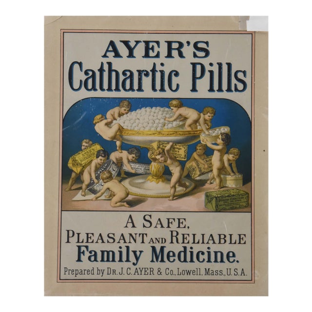 1990s Ayer's Cathartic Pills Advertisement Poster – Dr. j.c. Ayer & Co. For Sale